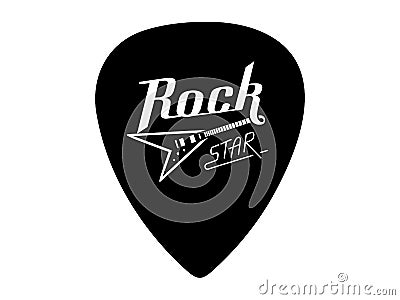 Rock Star lettering with electric guitar. Guitar signature pick/mediator design Vector Illustration